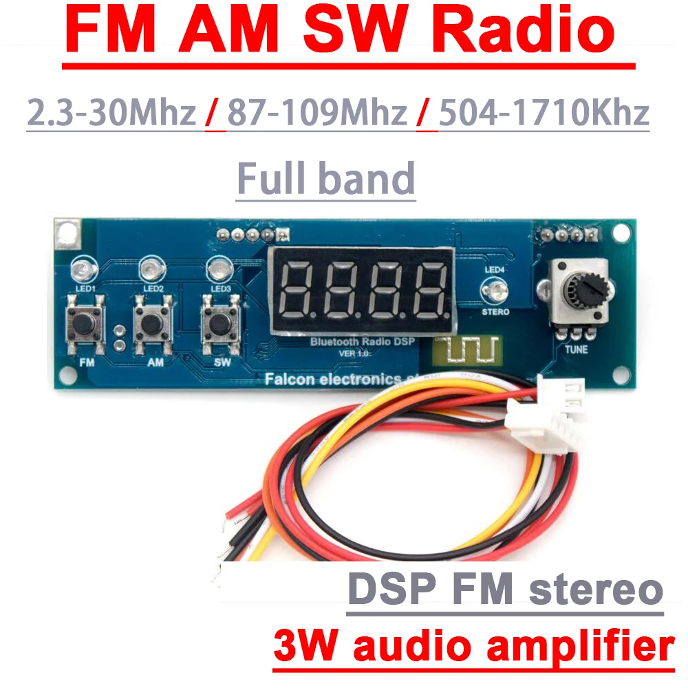 Full Band FM AM SW Radio Receiver Bluetooth Medium Wave Short Wave FM Stereo Radio DSP Audio Signal Receiving W 3W Amplifier