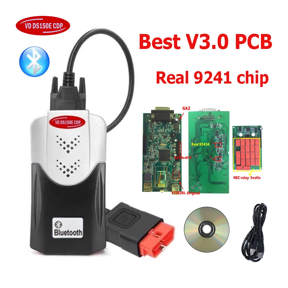 2026 New Vci Obd2 Scanner Best V3.0 PCB 9241 Chip VdIJk Autocoms Pro 2021.11 Keygen TNESF DELPHIS ORPDC Vd Ds150e Cdp Bluetooth