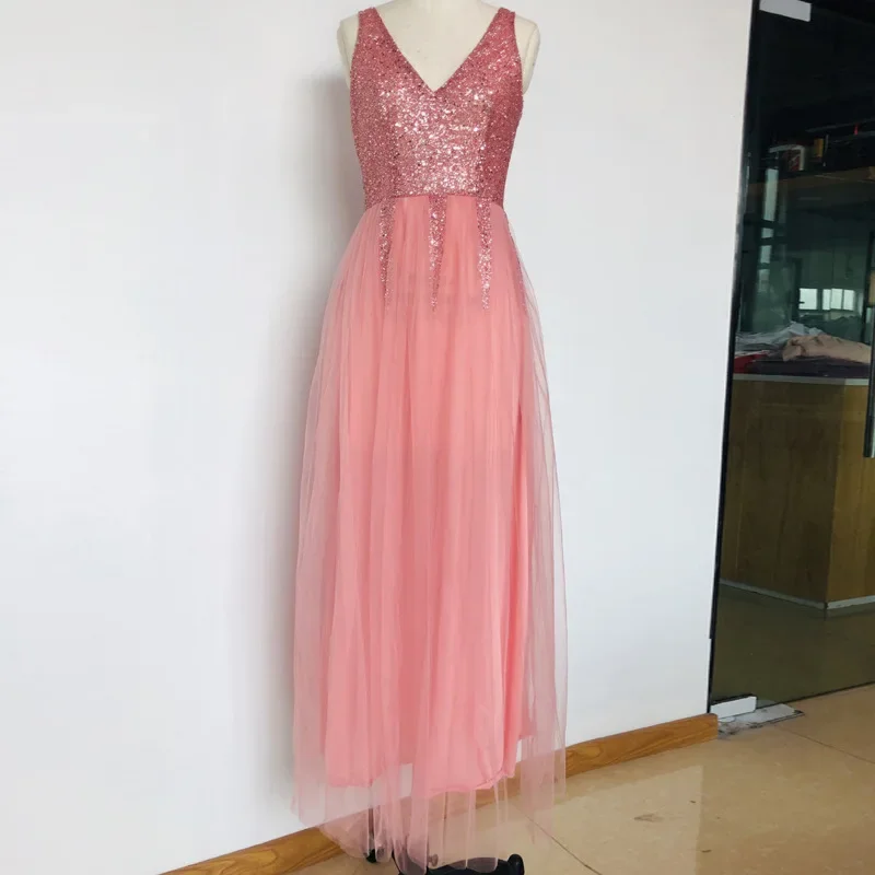 

2023 Elegant Deep V-neck Backless Formal Wedding Evening Long Dress