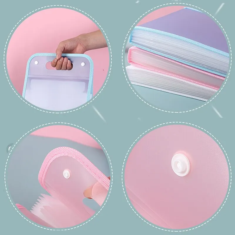 A4 File Folder Large Capacity Portable Organ Bag Folder Document Storage Student Exam Paper Bill File Sorting Organizer Case