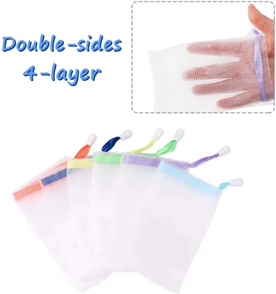 1/3/5pcs Mesh Soap Bag Saver Pouch Bar Soap Exfoliating Mesh Bags for Shower Bubble Foam Net Pocket PE Nylon Natural Sisal Bags 3