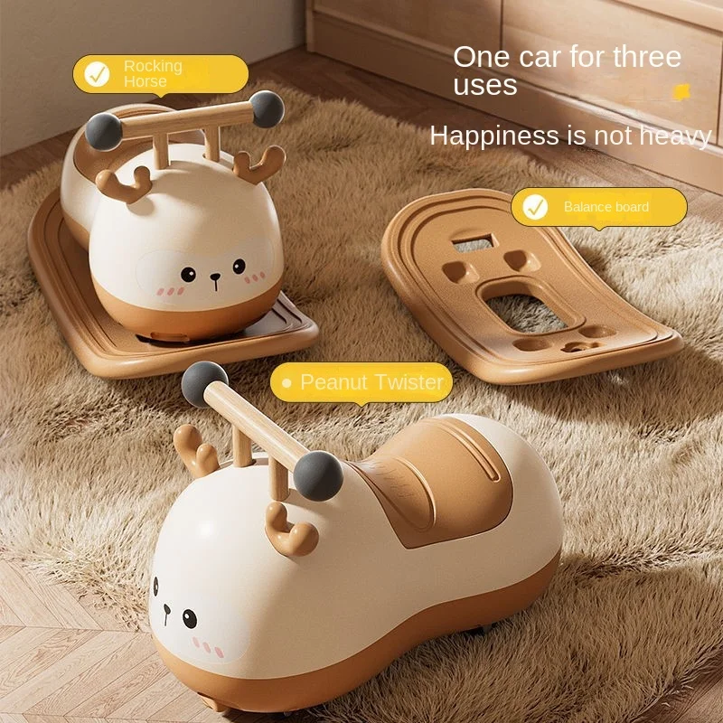 Macchina giocattolo a forma di arachide che si muove per bambini di età compresa tra 1 e 3 anni, macchina scorrevole, auto a dondolo 2 in 1, antiribaltamento, in vendita nel 2025._voghion.com