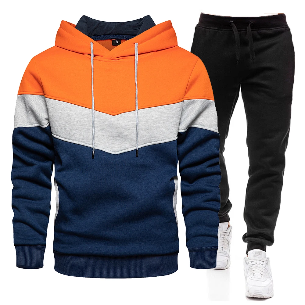 Autumn/Winter Men's Hoodie Casual Spliced Warm Hoodie Street Fashion Men's Jogging Sports Hoodie