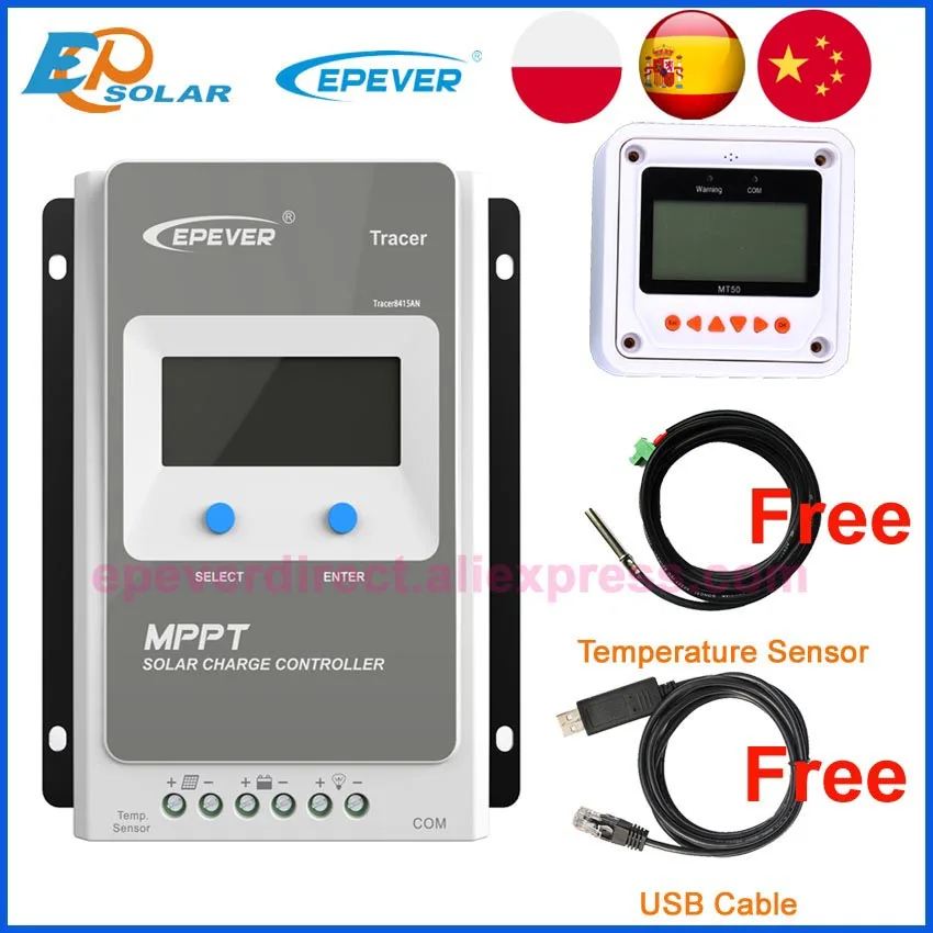 

EPever Solar MPPT Charger Controller LCD 10A 20A 30A 40A Solar Regulator 12V 24V for Lead Acid Gel Seal Flood Lithium Batteries