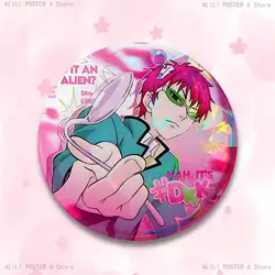 Saiki K Inspired Cosplay Pin Badge Collection - Round Brooch Souvenir - 44X44mm (Z1)