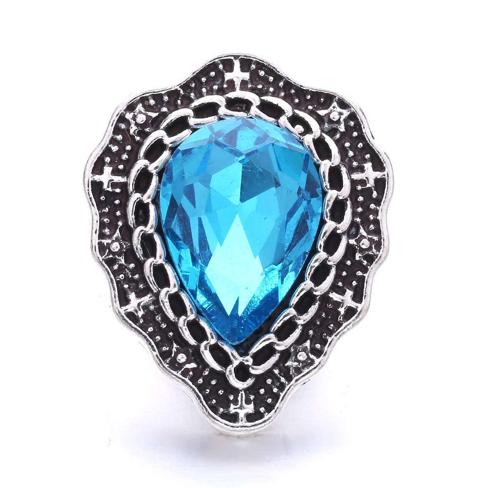 20PCS Colorful Crystal Water Drop 18mm Metal Snap Buttons Fit DIY Snap Button Bracelet Necklace Jewelry