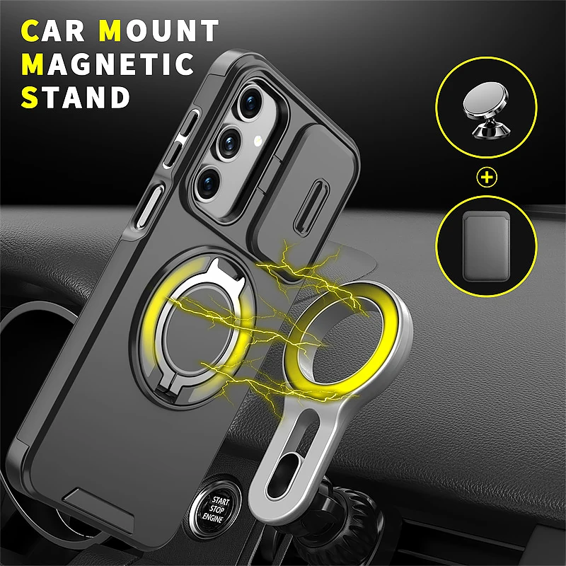 Shockproof Armor Back Cover with Ring Stand and Camera Protection