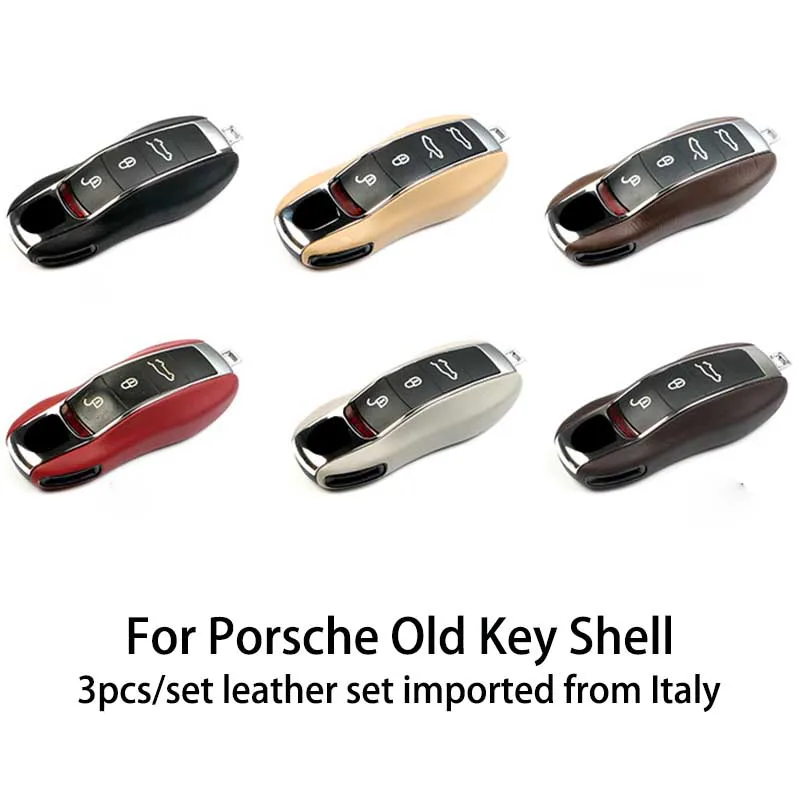 Car Key Case Cover Shell Real Leather for Porsche Macan Cayenne Panamera  Taycan Boxster 718/911 Fob Replace Accessories 3pcs/set - AliExpress