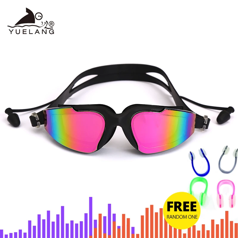 Silicone Professional Swimming Goggles Anti-fog UV Multicolor Swimming Glasses With Earplug Nose clip Women Water Sports Eyewear professional swimming goggles swimming glasses with earplugs nose clip electroplate waterproof silicone очки для плавания adluts