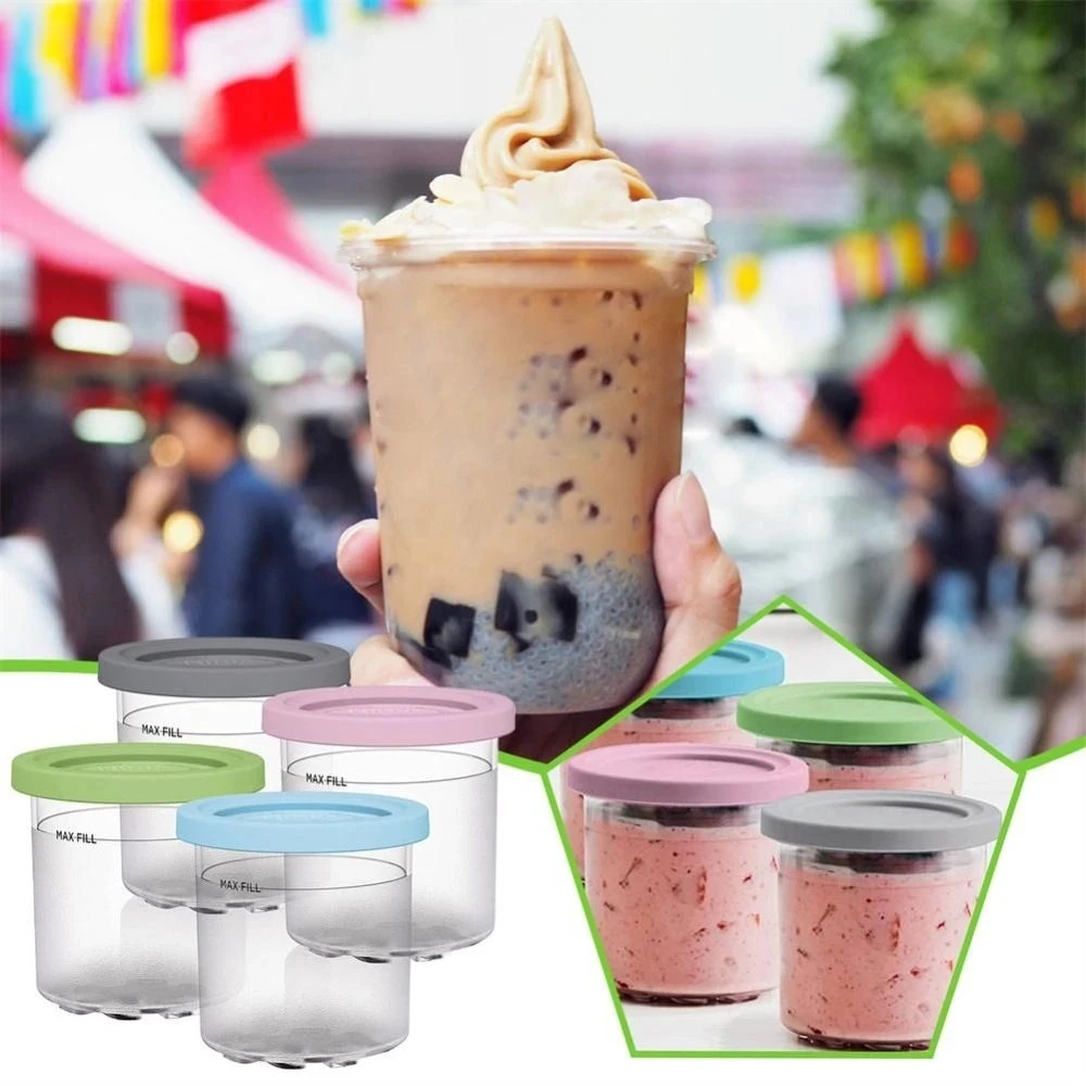 4PCS Ice Cream Pints and Lids for Ninja Creami NC301 NC300 NC299AMZ Series  Ice Cream Storage Containers Food Freezer - AliExpress