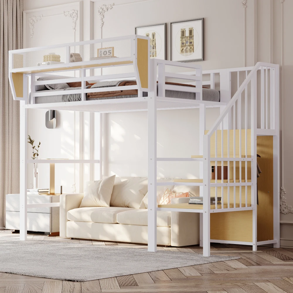 Schwarzes, robustes Metall-Hochbett 90x200cm mit Sicherheitsleiter & Staufächern, Bett für Kinder und Erwachsene, rutschfester, stabiler Rahmen – Detail 34
