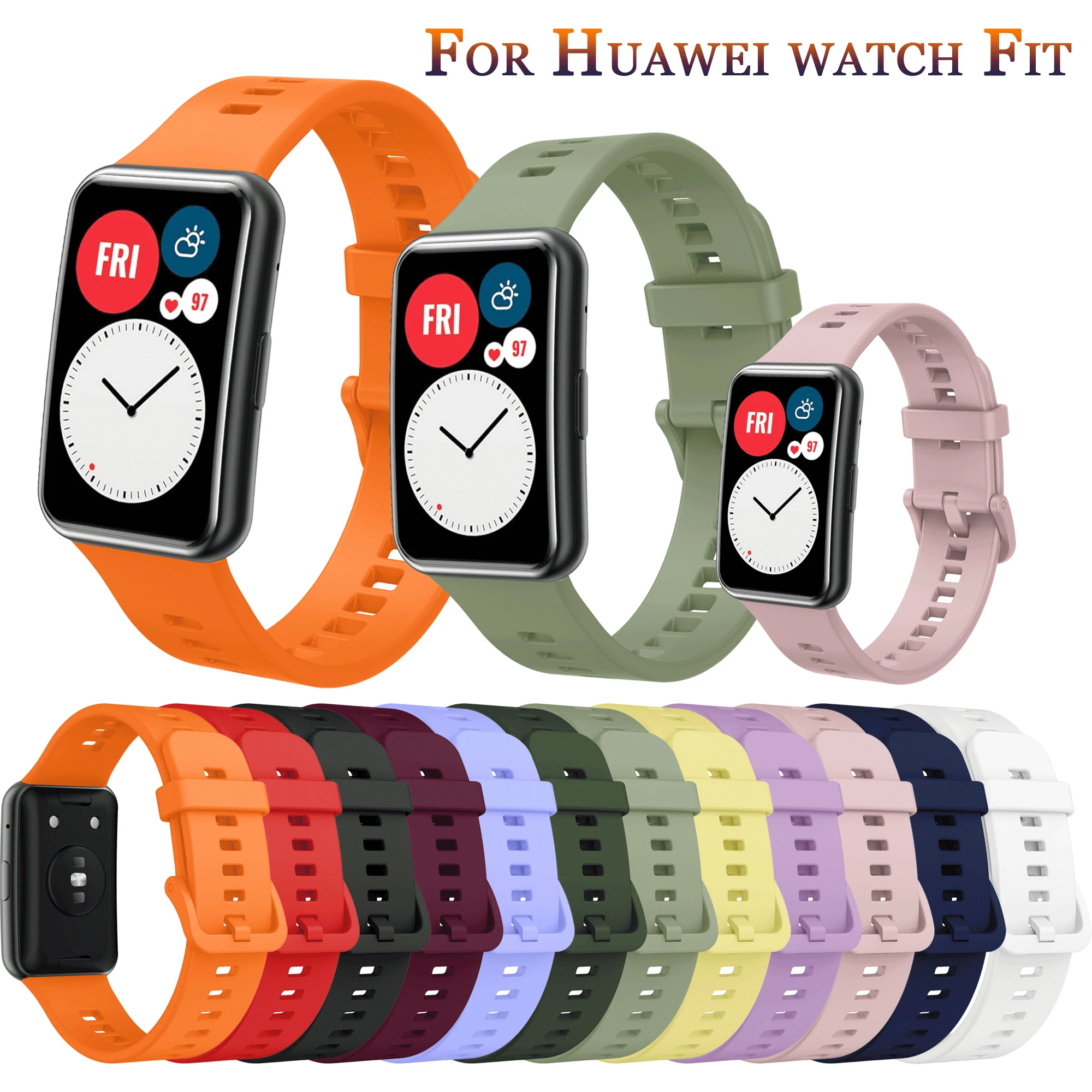 Curea din silicon pentru Huawei Watch FIT, accesorii pentru ceas inteligent, brățară de schimb pentru încheietura mâinii, correa Huawei Watch Fit 2021_voghion.com