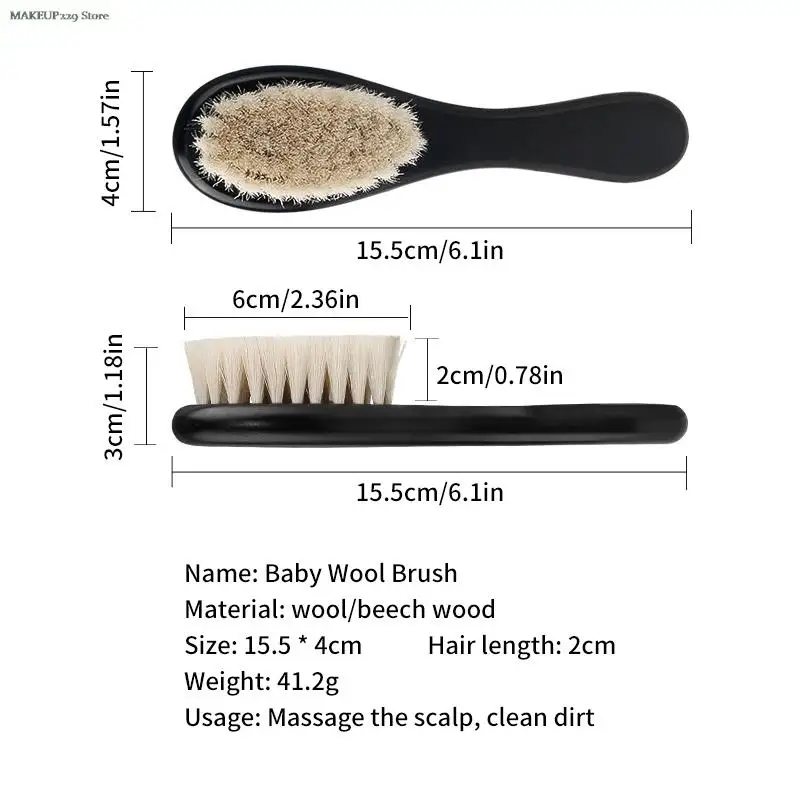 1PC Baby Wooden Brush Natural Soft Wool Bristles Bath Brush Infant Comb Head Massager Hairbrush Newborn Perfect Baby Gift