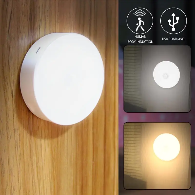 

Motion Sensor LED Night Light USB Rechargeable Human Body Sensing Light Bedroom Bathroom Stairs Decorative Lighting Lamp