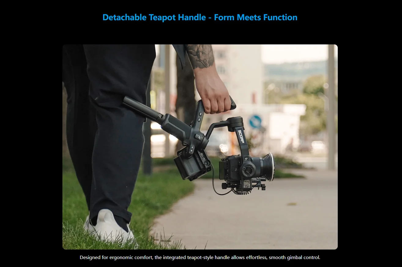 SCORP 3 3-Axis Gimbal Stabilizer | 7.7lb Load, Built-in AI Tracker & Touchscreen