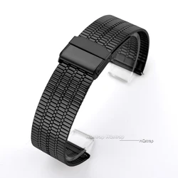Elegant Stainless Steel Quick Release Watch Strap Bracelet - Universal Replacement Belt - 22mm (Black )
