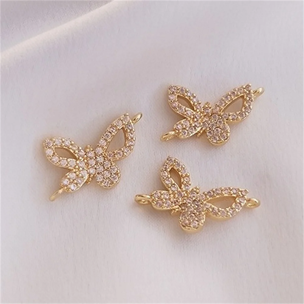 14K Gold-plated Zircon Butterfly Double Pendant Accessories Handmade DIY Bracelets Earrings Necklaces Jewelry Accessories K233