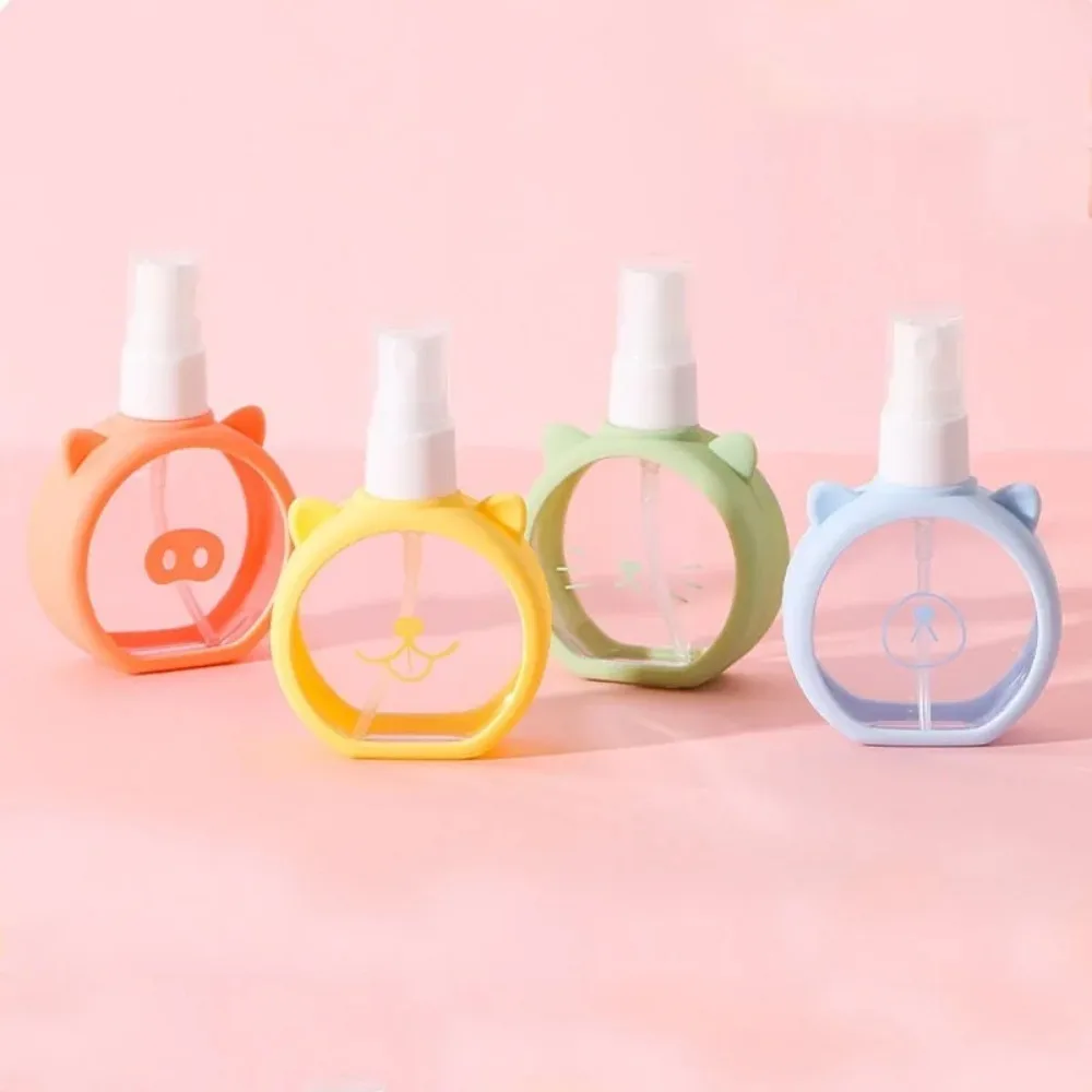 55ml Cartoon Spray Refillable Bottle Disinfection Alcohol Fine Makeup Bottle Cute Silicone Cover Leak-proof Perfume Spray Bottle