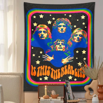 Tapisserie moderne rétro des années 70 et 60, affiche disco, c'est la vraie vie, psychédélique, hiphélicoptère étoilé, fond vintage, décoration murale pour la maison 1