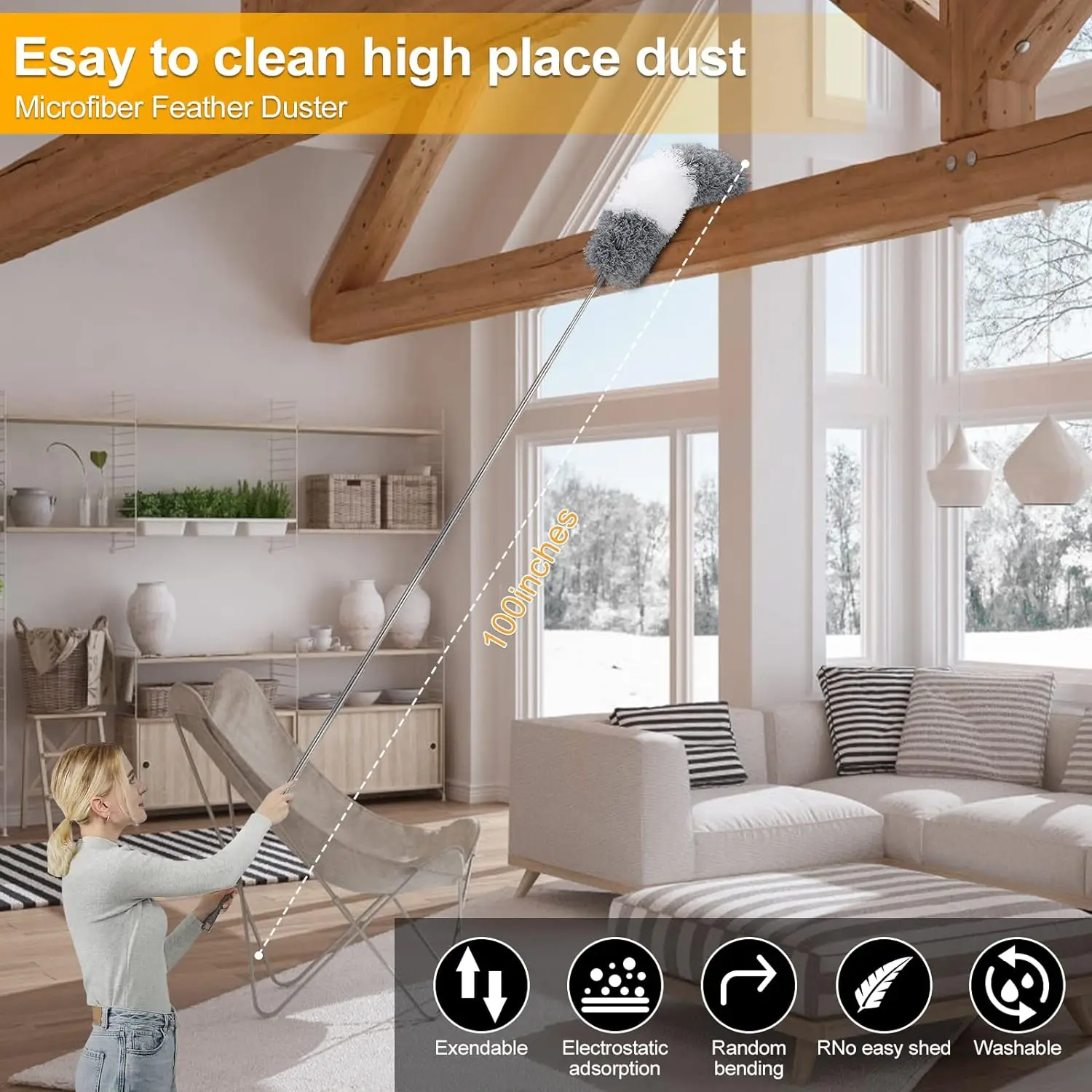 Duster Brush cleaning duster retractable duster microfiber duster brush telescopic duster brush microfiber dust brush telescopic dust brush telescopic dust remover Microfiber Duster Extendable Gap Dust Tools Retractable Car Cleaning Brush Household Ceiling Cleaning Tools