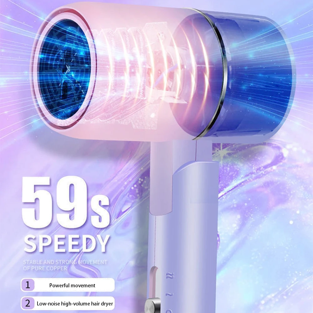 Portable Hair Dryer Strong Wind Hammer Blower 3500W Salon Dryer Hair Negative Ionic Hammer Blower Home Electric Blue Light
