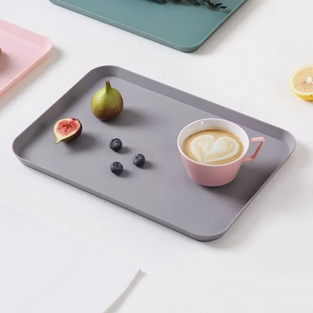 Restaurant Plastic Serving Tray Home Tea Fruit Dessert Tray Anti-Slip Resistant Food Cooking Storage Kitchen Organizer storage tray kitchen tray