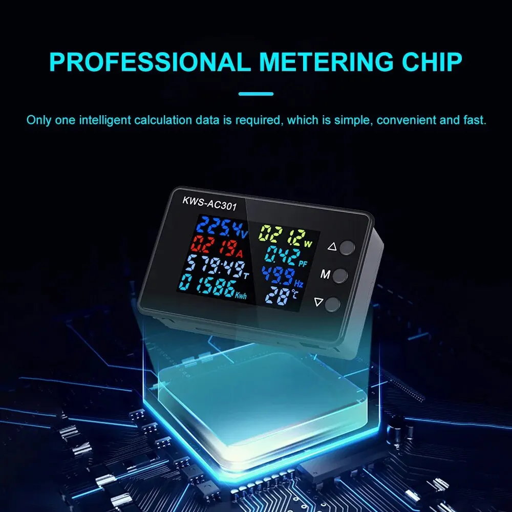 KWS-AC301 Wattmeter Power Meter Voltmeter AC 50-300V Voltage Power Analyzers LED AC Electricity Meter 0-20/100A Detector