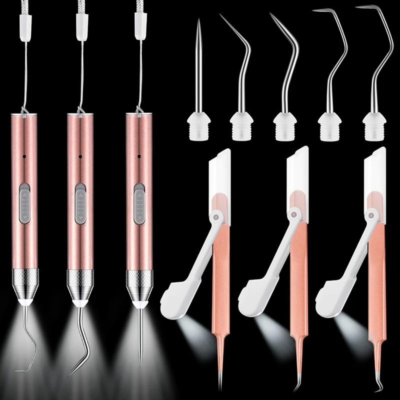 

6 PCS Weeding Tools As Shown With 5 Pin Lighted Tweezers For Vinyl Rechargeable With LED Light Set 3 LED Pen