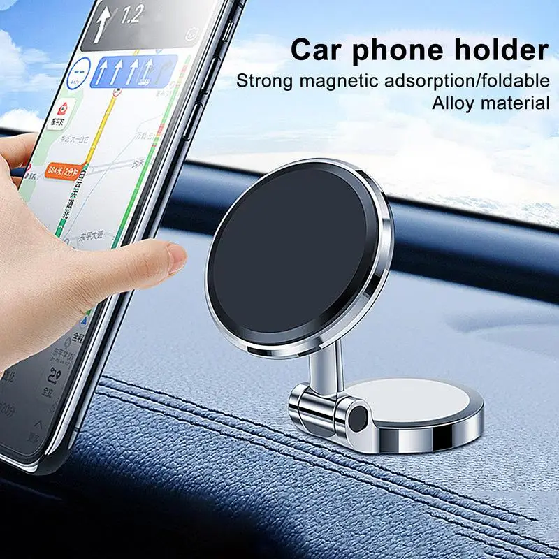 

Car Universal Magnetic Phone Holder Stand For IPhone 14 Pro Samsung Magnet Mount Round Car Holder Dashboard Mobile Phone Holder