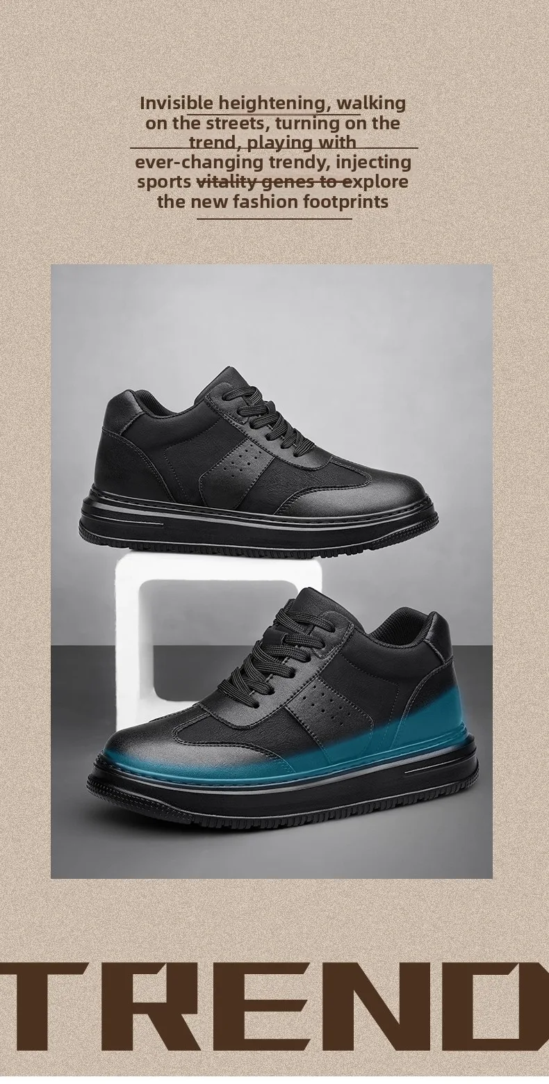 2026Mens Elevator Shoes Height Increase Invisible 6/ 8cm Sports Sneakers Elevate Taller Lift Leather Shoes