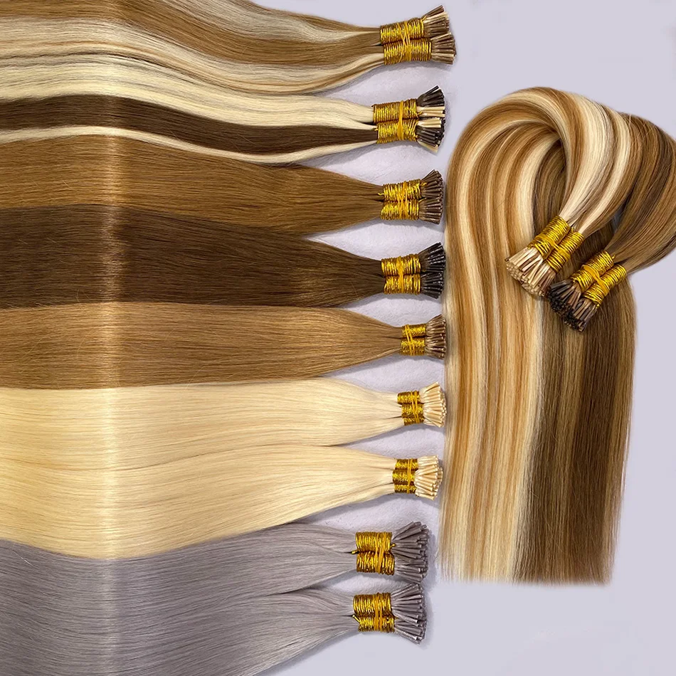 Straight Highlight I Tip Hair Extensions Natural Real Virgin Human Fusion 99j 1b 613 Blonde Honey Color
