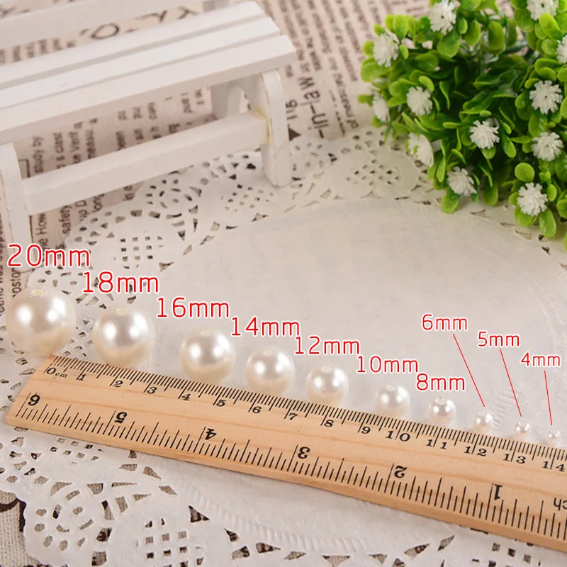 ABS Loose Round Pearl Beads para fazer jóias, Imitation Garment Beads, Artesanato da moda, DIY, branco, bege, 4mm, 6mm, 8mm, 10mm, 12mm, 14mm, 16 milímetros