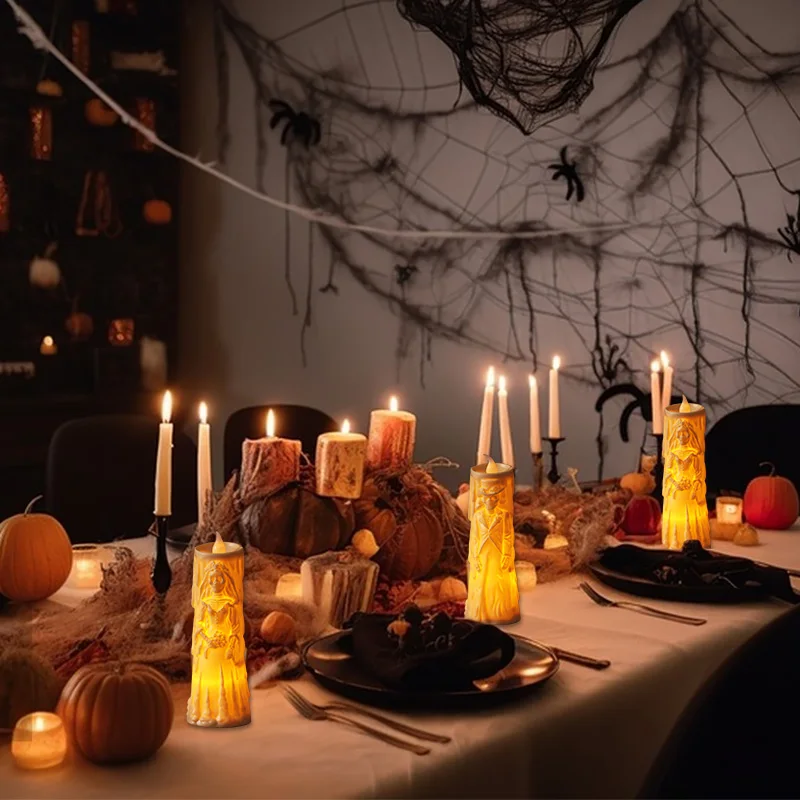 1Set Bride Groom LED Candle Lights 2025 Halloween Party Home Table Decoration Haunted House Horror Props Creative Wedding Gifts