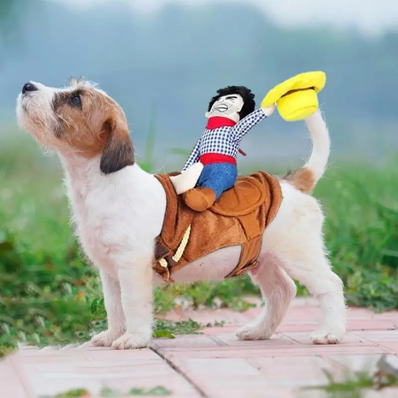 Cowboy Saddle Dog Costume Funny Dog Christmas Costume Creative Cowboy Pet Cat Clothes for Medium