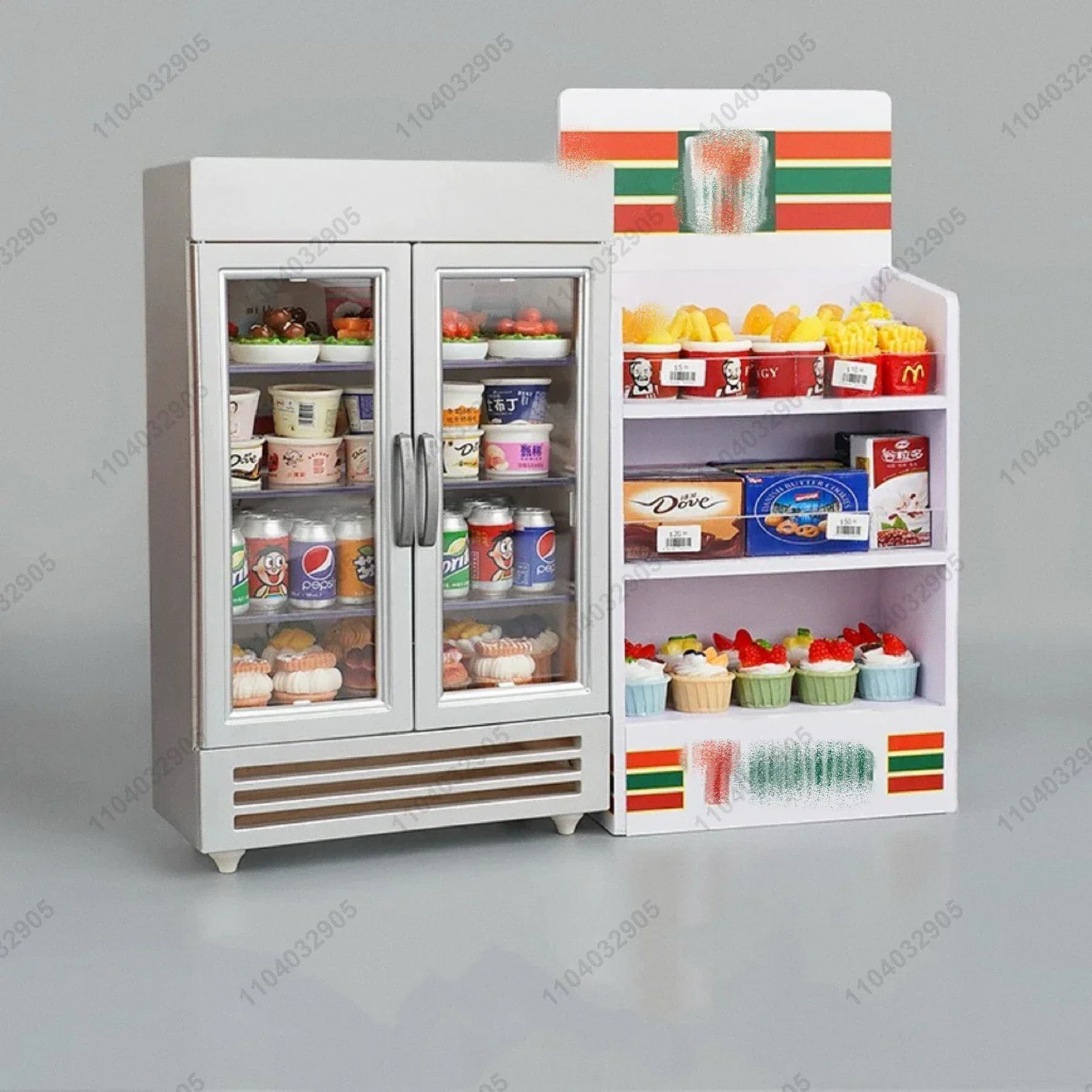 Miniature Shop Furniture Freezer Fridge Cool Drink Food Items Shelf  Mini Handcraft Toy Dollhouse Simulation Scenario Display 3