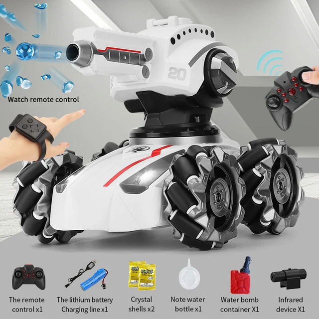 Rc Tank Electric Toy Remote Control Watch Dual Control 3-Change Water Bomb/ Bubble/ Airsoft Continuous Launch Battle Kid Gifts 1