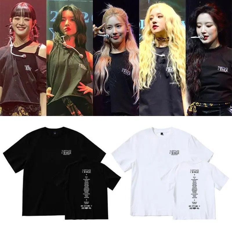 

2023 Kpop GIDLE Just Me Футболка (G)I-DLE MIYEON YUQI Minnie MiYeon Shuhua одинаковая футболка с коротким рукавом унисекс Одежда для фанатов подарок