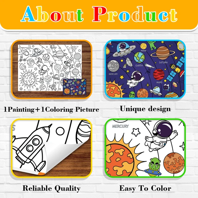 Large Children Drawing DIY Space Sticky Color Filling Paper Coloring Paper Coloring Tablecloth For Kids Early Educational Toys 6