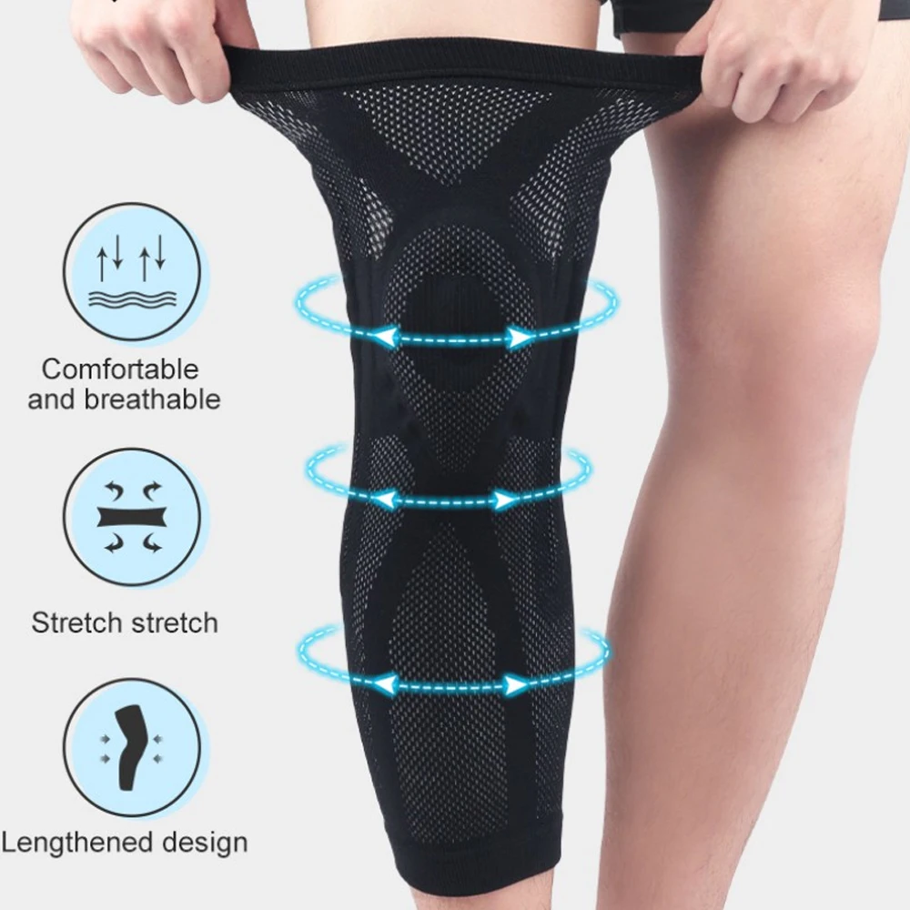 BYEPAIN Sports Full Length Knee Support Leg Compression Non-slip Patella Protector Basketball Spring Leg Warmer For Men Women
