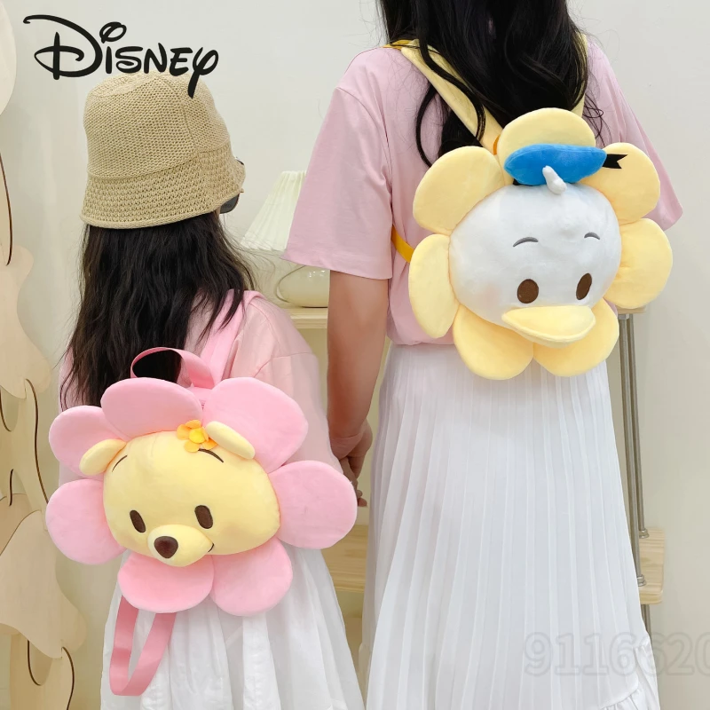 Disney Winnie The Pooh 2022 New Plush Backpack Cartoon Cute Children Plush Doll Backpack Large Capacity Parent-Child Backpack children s sunscreen hat summer large brim adjustable shade empty top straw hat boy fashion girls sun hat parent child model