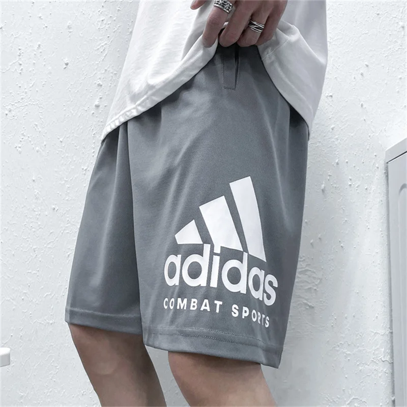 Adidas Men's Exercise Shorts, Loose, Quick-drying, Lightweight, Large Printing, Trendy Exercise Shorts Sweatpants, Black