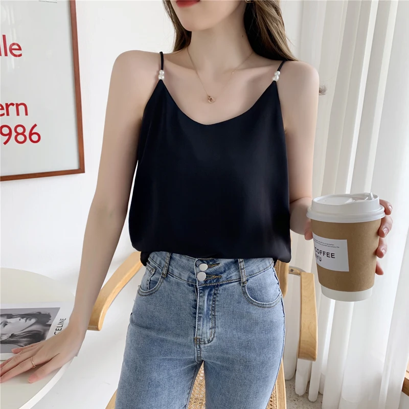 women's bra Sexy V-neck Camisole Women's Top Summer Loose Sleeveless Chiffon Women Tank Top jockey camisole Tanks & Camis