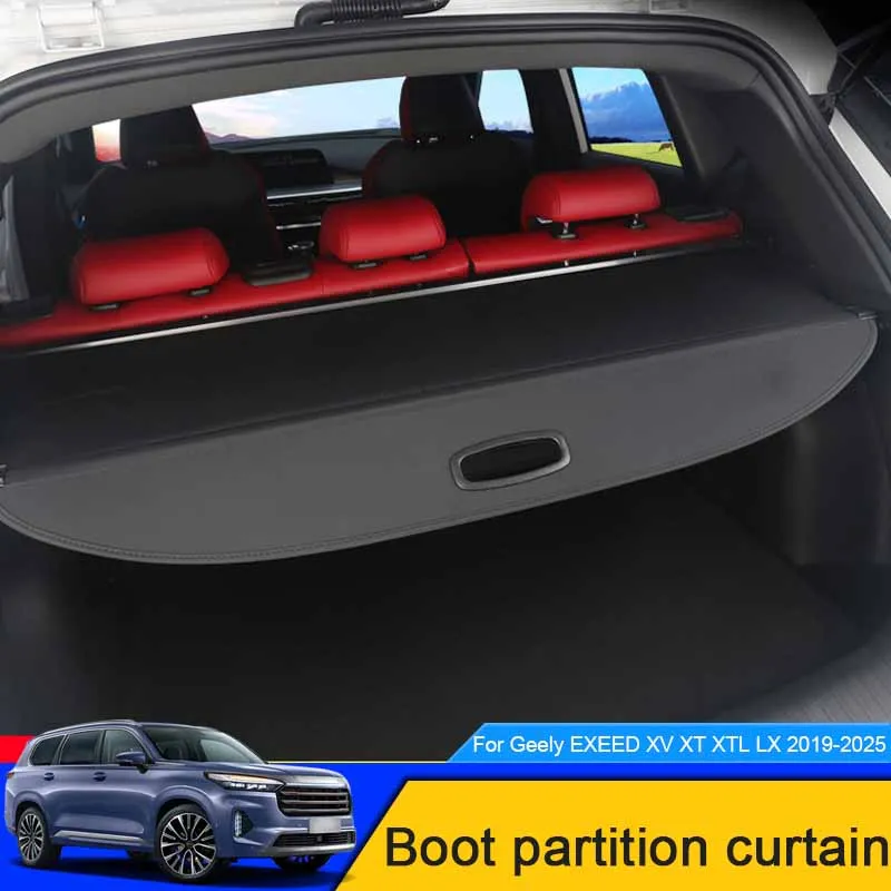 

Для GEELY EXEED VX XT XTL LX 2019-2025 чехол для занавески заднего багажника автомобиля, навес для перегородки, аксессуары для хранения в интерьере