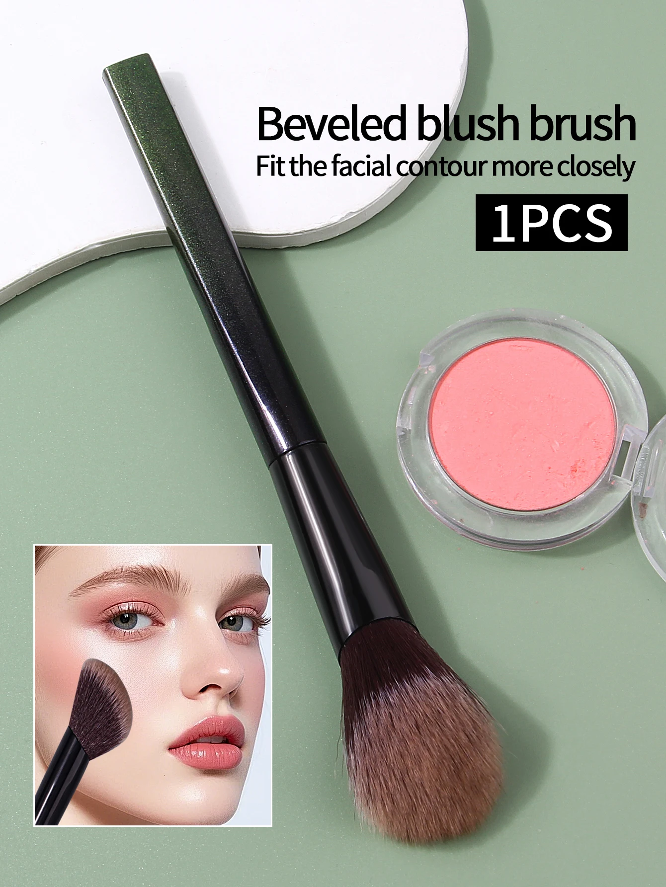 New 1PCS angled contour brush, blush brush, highlight brush, multi-functional facial makeup brush, beginner's beauty tool 3