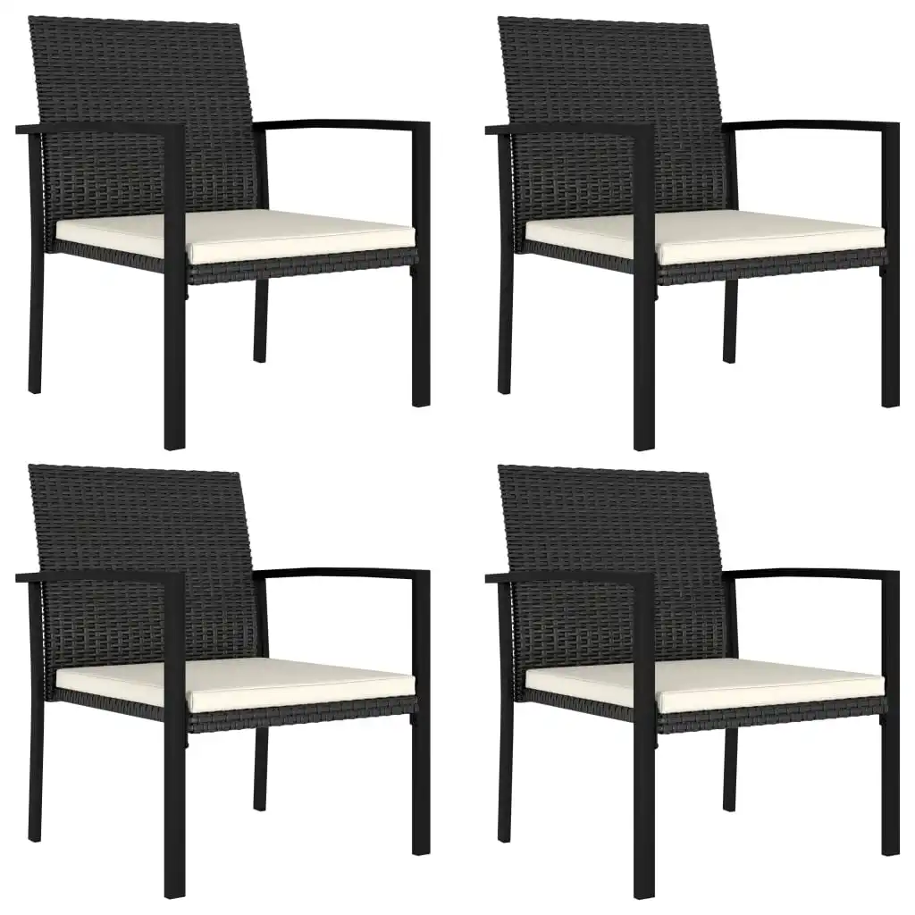 Patio Dining Chairs 4 pcs Poly Rattan Black 20.9