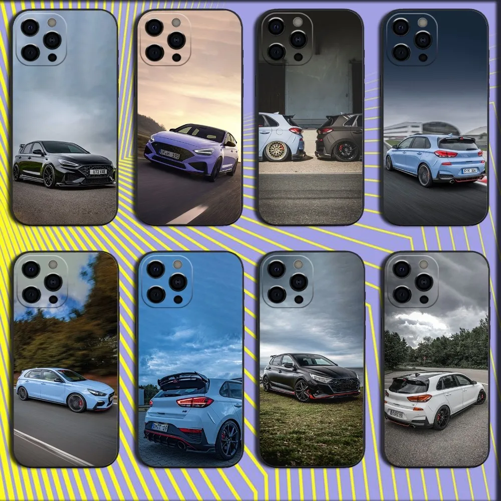 Sleek Blue Car-Themed Soft Black Phone Case