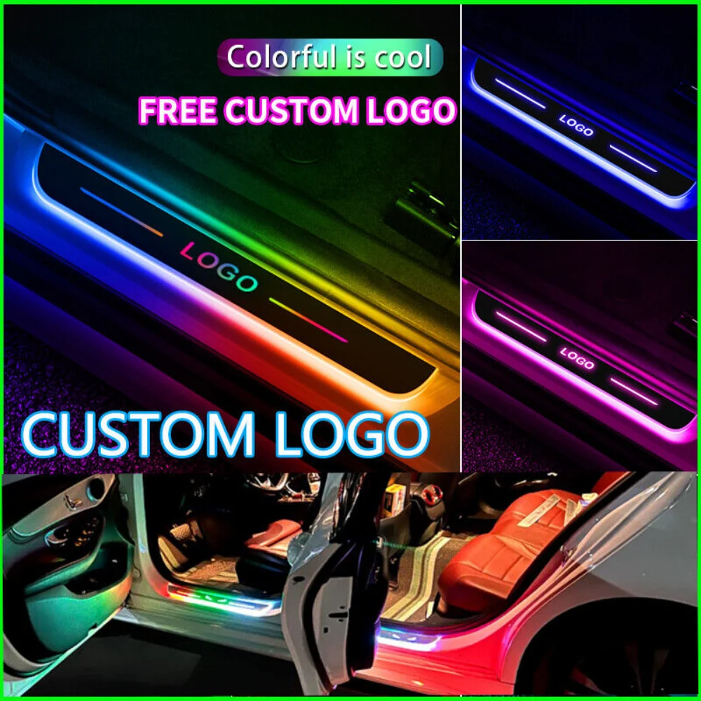 

4pcs Car Door Sill LED Waterproof Auto-Sensing Wiring-Free Welcome Courtesy Light Door Welcome Pedal Light