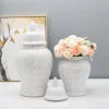 Nordic White flower vase Home Living Room Decoration Ceramic General Jar Tea Seal Jar Ceramic Storage Jar home decoration 2