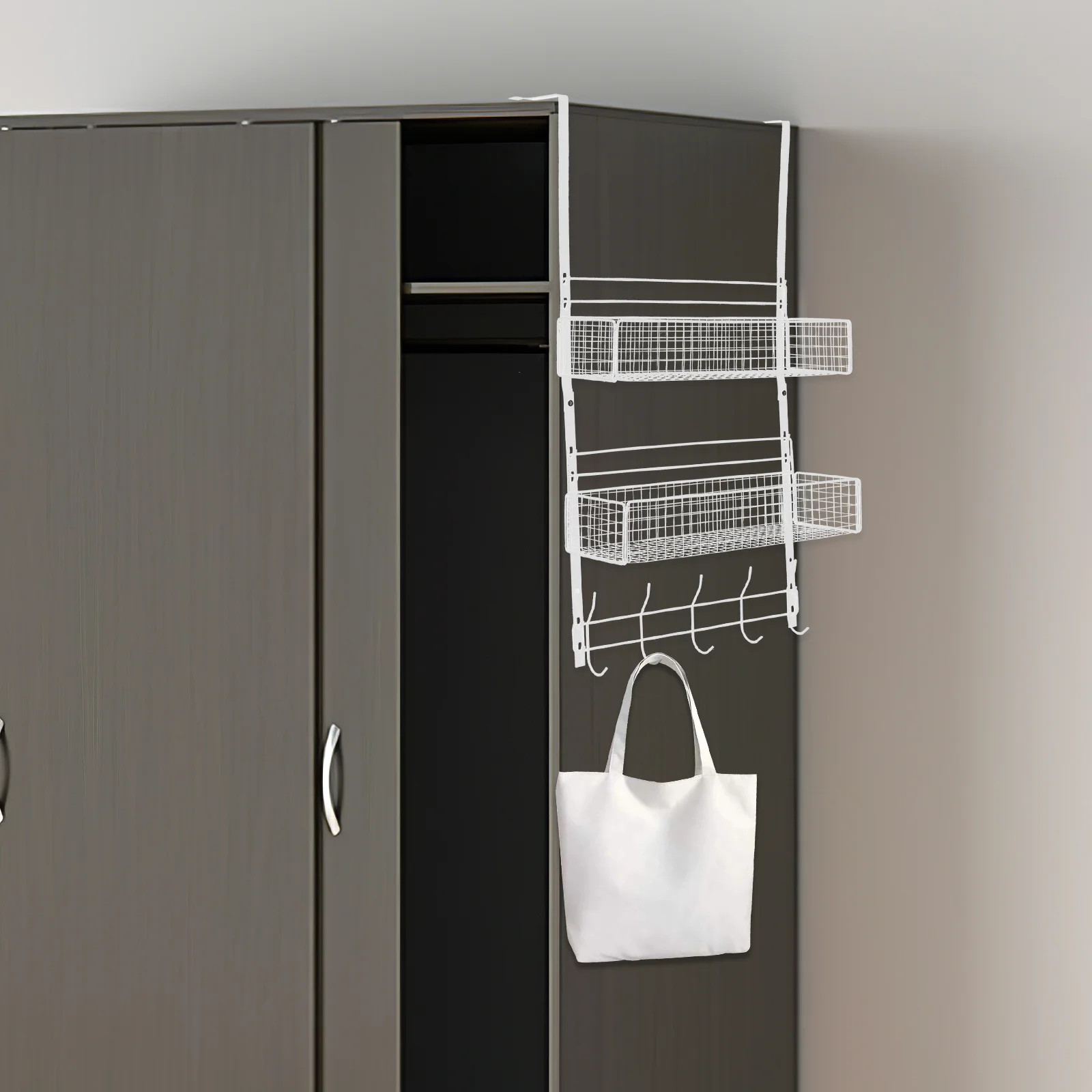 

Iron Multi-layer Hanging Basket Storage Shelf Wire Baskets Organizing Rack Hanger Cabinet Side Vegetable Holder Bathroom