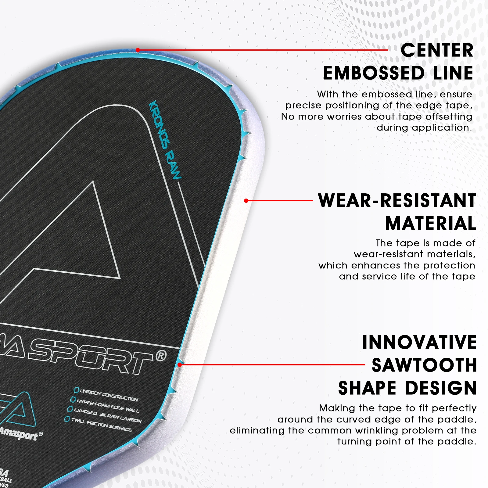 AMASPORT Pickleball Paddle Protection Tapes 13/16/19mm Racket Head Protector Pickleball Racket Head Protection Tapes